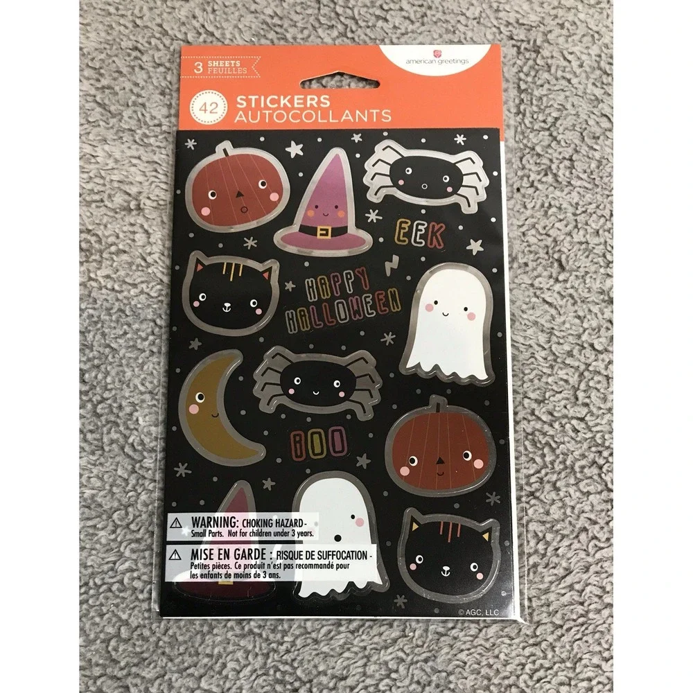 NEW American Greetings Halloween Stickers Party Scrapbooking Shiny Foil 3 sheets